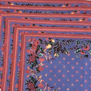 Williams Sonoma 'Provence' Blue & Red French Country Cotton Placemats VTG 1990's